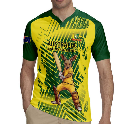 Custom Australia Cricket Rugby Jersey Aussie Baggy Greens - Kangaroo Mascot Style
