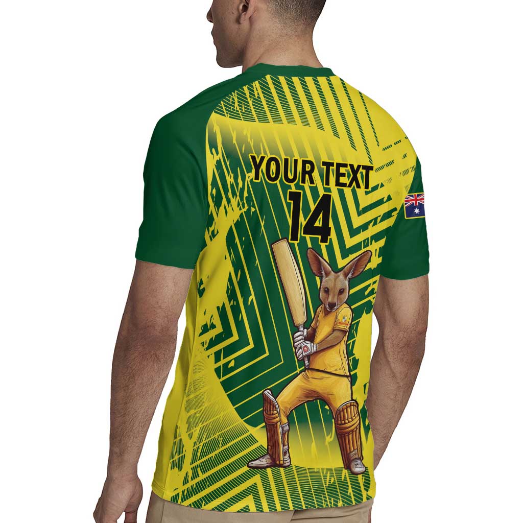 Custom Australia Cricket Rugby Jersey Aussie Baggy Greens - Kangaroo Mascot Style