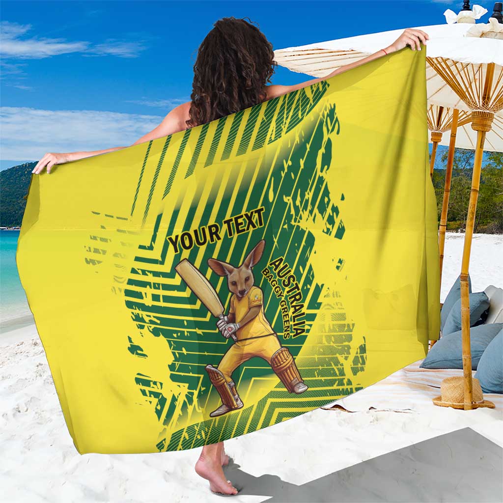 Custom Australia Cricket Sarong Aussie Baggy Greens - Kangaroo Mascot Style
