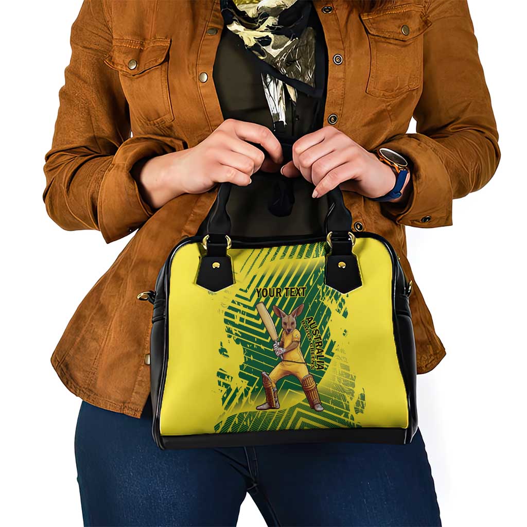 Custom Australia Cricket Shoulder Handbag Aussie Baggy Greens - Kangaroo Mascot Style