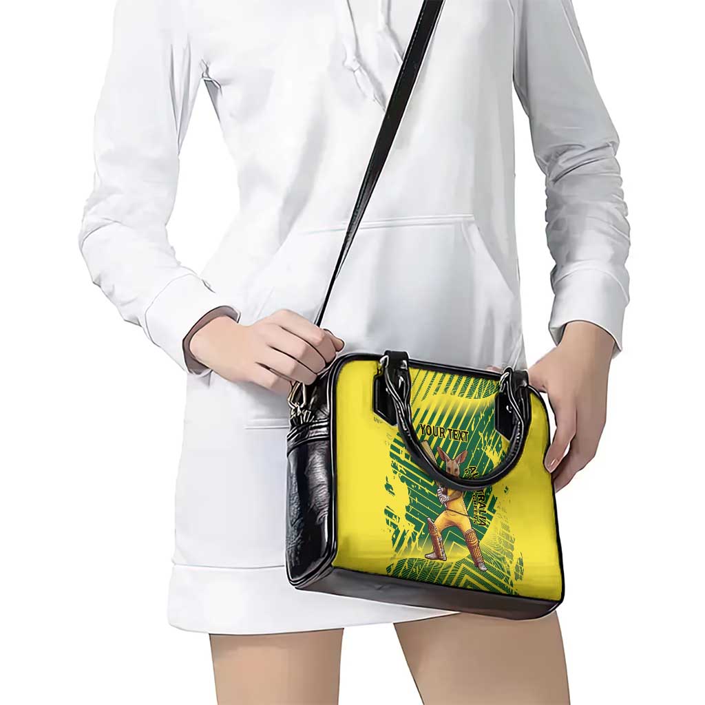 Custom Australia Cricket Shoulder Handbag Aussie Baggy Greens - Kangaroo Mascot Style