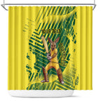 Custom Australia Cricket Shower Curtain Aussie Baggy Greens - Kangaroo Mascot Style