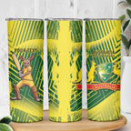 Custom Australia Cricket Skinny Tumbler Aussie Baggy Greens - Kangaroo Mascot Style