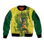 Custom Australia Cricket Sleeve Zip Bomber Jacket Aussie Baggy Greens - Kangaroo Mascot Style