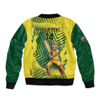 Custom Australia Cricket Sleeve Zip Bomber Jacket Aussie Baggy Greens - Kangaroo Mascot Style