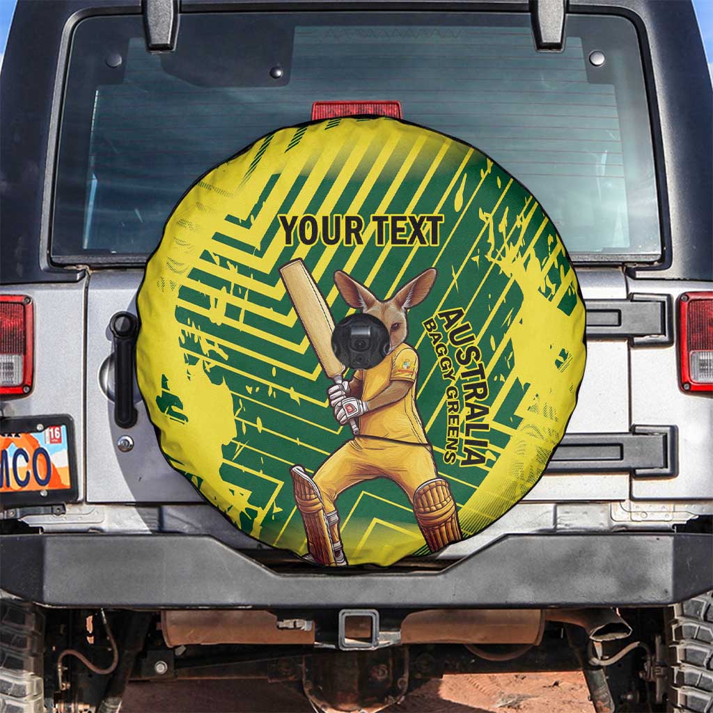 Custom Australia Cricket Spare Tire Cover Aussie Baggy Greens - Kangaroo Mascot Style