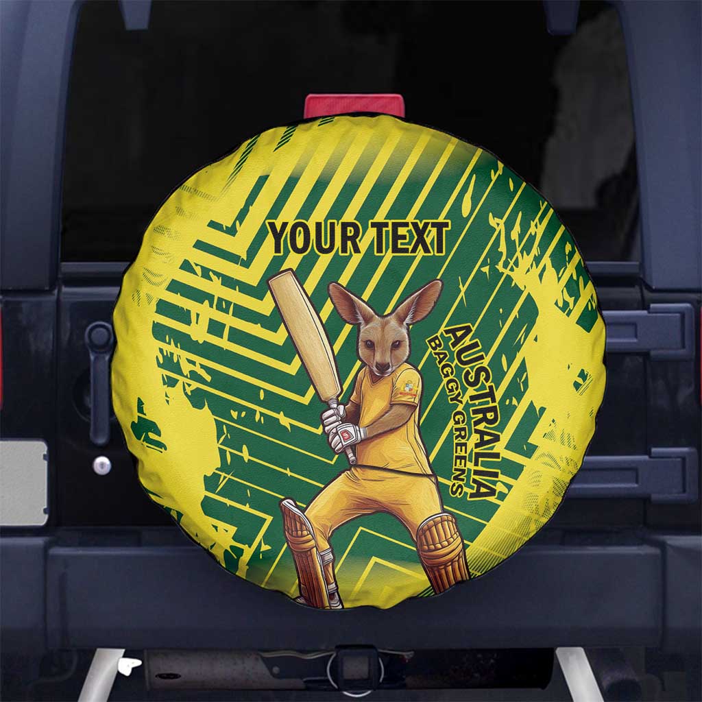 Custom Australia Cricket Spare Tire Cover Aussie Baggy Greens - Kangaroo Mascot Style