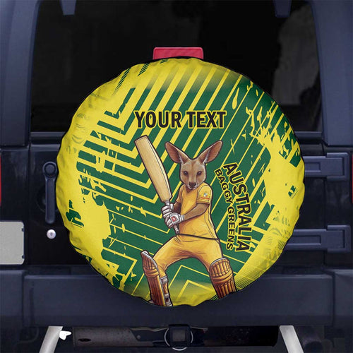 Custom Australia Cricket Spare Tire Cover Aussie Baggy Greens - Kangaroo Mascot Style