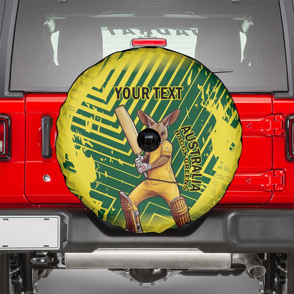Custom Australia Cricket Spare Tire Cover Aussie Baggy Greens - Kangaroo Mascot Style