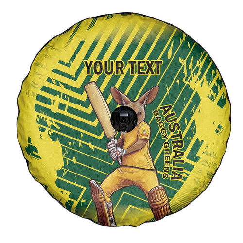 Custom Australia Cricket Spare Tire Cover Aussie Baggy Greens - Kangaroo Mascot Style