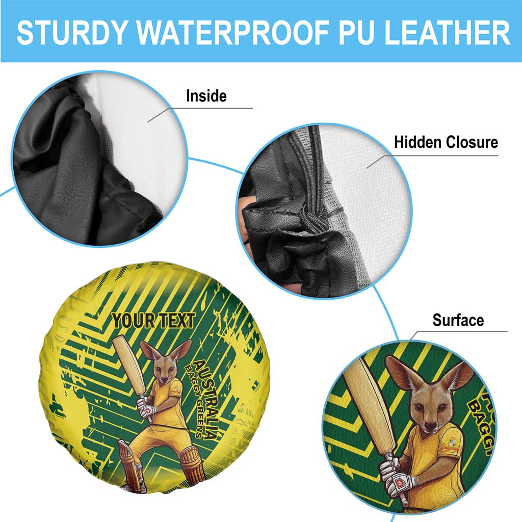 Custom Australia Cricket Spare Tire Cover Aussie Baggy Greens - Kangaroo Mascot Style