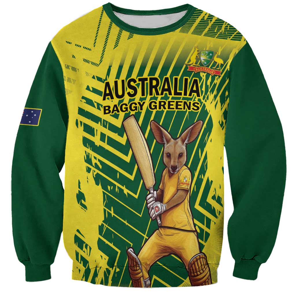 Custom Australia Cricket Sweatshirt Aussie Baggy Greens - Kangaroo Mascot Style