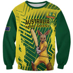 Custom Australia Cricket Sweatshirt Aussie Baggy Greens - Kangaroo Mascot Style