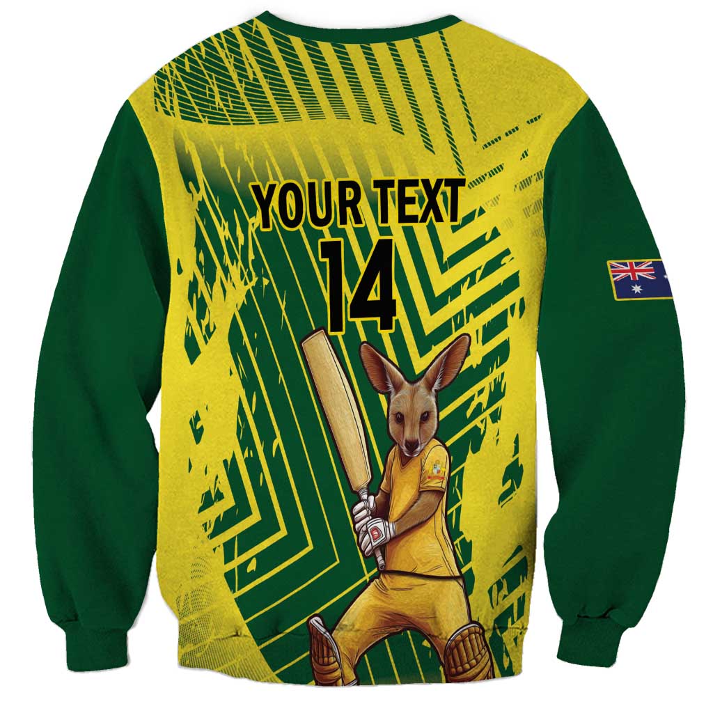 Custom Australia Cricket Sweatshirt Aussie Baggy Greens - Kangaroo Mascot Style