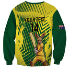 Custom Australia Cricket Sweatshirt Aussie Baggy Greens - Kangaroo Mascot Style