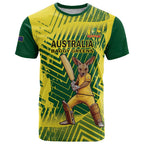 Custom Australia Cricket T Shirt Aussie Baggy Greens - Kangaroo Mascot Style