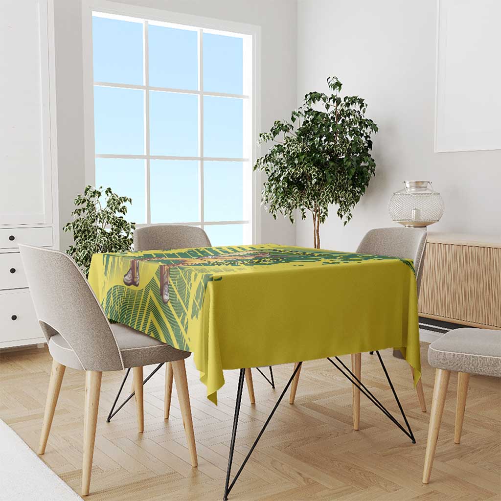 Custom Australia Cricket Tablecloth Aussie Baggy Greens - Kangaroo Mascot Style