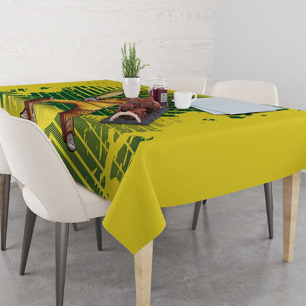 Custom Australia Cricket Tablecloth Aussie Baggy Greens - Kangaroo Mascot Style