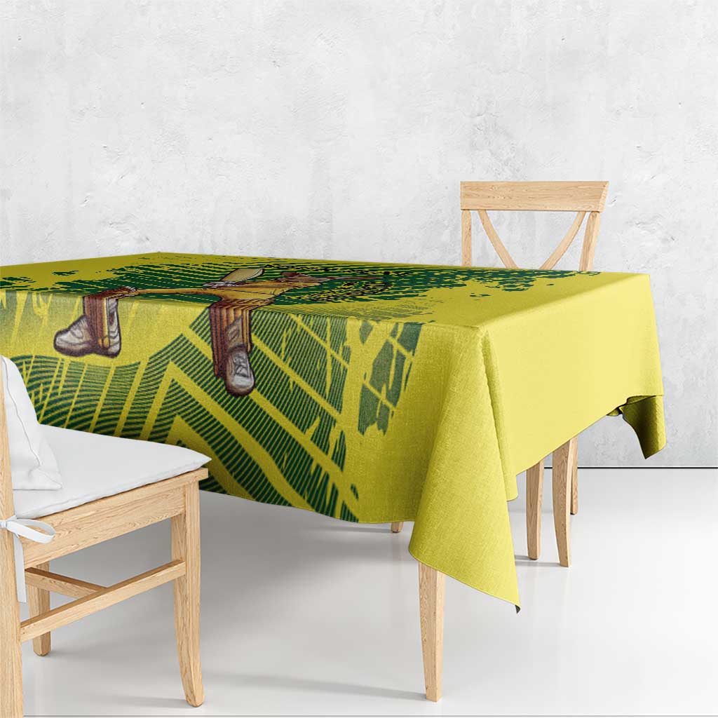 Custom Australia Cricket Tablecloth Aussie Baggy Greens - Kangaroo Mascot Style