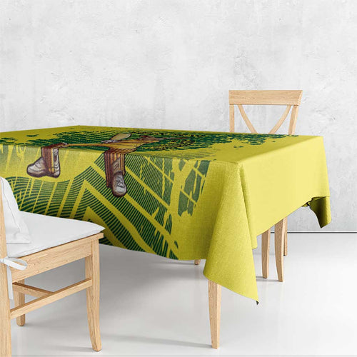 Custom Australia Cricket Tablecloth Aussie Baggy Greens - Kangaroo Mascot Style