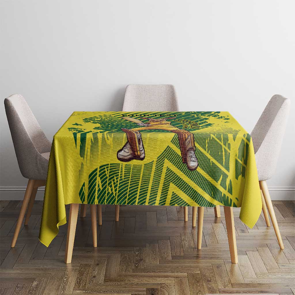 Custom Australia Cricket Tablecloth Aussie Baggy Greens - Kangaroo Mascot Style