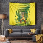 Custom Australia Cricket Tapestry Aussie Baggy Greens - Kangaroo Mascot Style