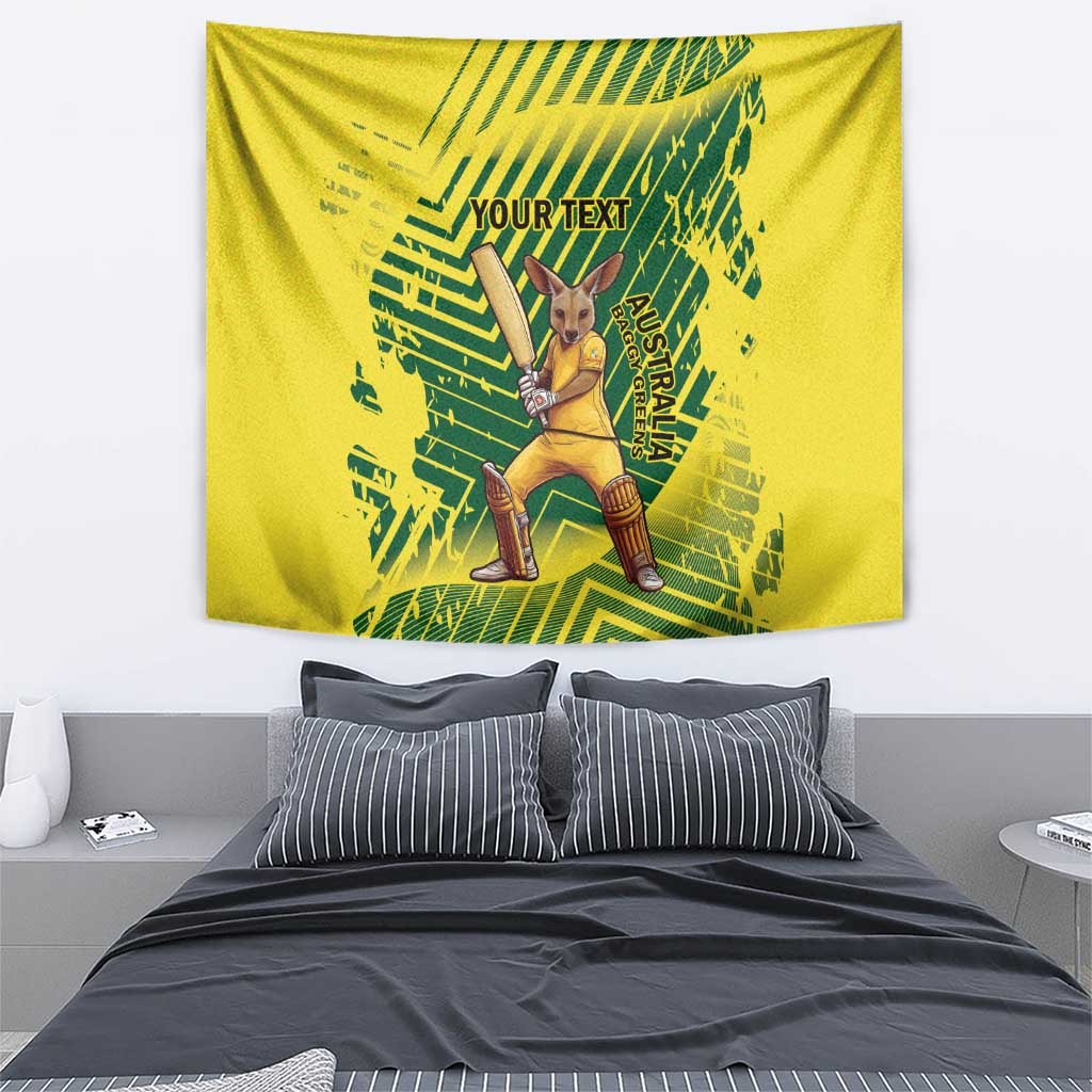 Custom Australia Cricket Tapestry Aussie Baggy Greens - Kangaroo Mascot Style