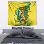 Custom Australia Cricket Tapestry Aussie Baggy Greens - Kangaroo Mascot Style