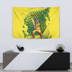 Custom Australia Cricket Tapestry Aussie Baggy Greens - Kangaroo Mascot Style