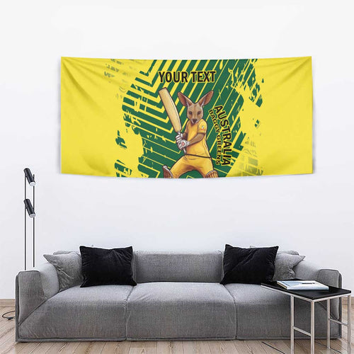 Custom Australia Cricket Tapestry Aussie Baggy Greens - Kangaroo Mascot Style