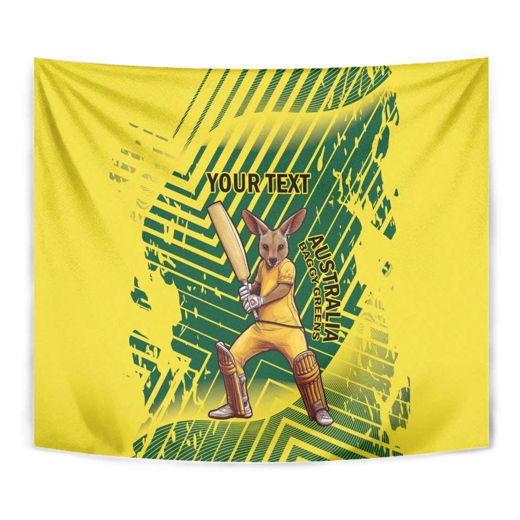 Custom Australia Cricket Tapestry Aussie Baggy Greens - Kangaroo Mascot Style
