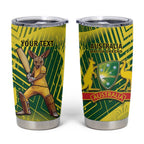 Custom Australia Cricket Tumbler Cup Aussie Baggy Greens - Kangaroo Mascot Style