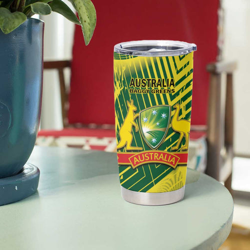Custom Australia Cricket Tumbler Cup Aussie Baggy Greens - Kangaroo Mascot Style