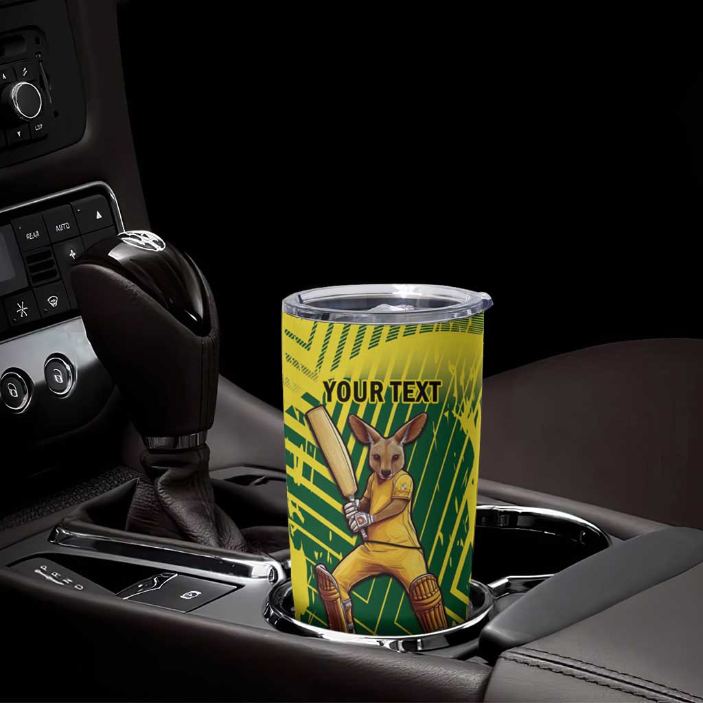 Custom Australia Cricket Tumbler Cup Aussie Baggy Greens - Kangaroo Mascot Style