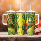 Custom Australia Cricket Tumbler With Handle Aussie Baggy Greens - Kangaroo Mascot Style