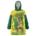 Custom Australia Cricket Wearable Blanket Hoodie Aussie Baggy Greens - Kangaroo Mascot Style