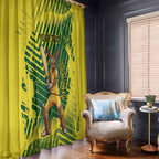 Custom Australia Cricket Window Curtain Aussie Baggy Greens - Kangaroo Mascot Style