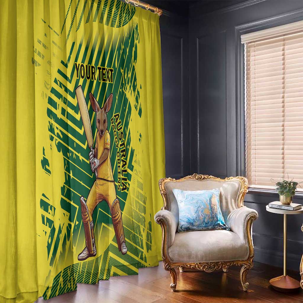 Custom Australia Cricket Window Curtain Aussie Baggy Greens - Kangaroo Mascot Style