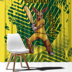 Custom Australia Cricket Window Curtain Aussie Baggy Greens - Kangaroo Mascot Style