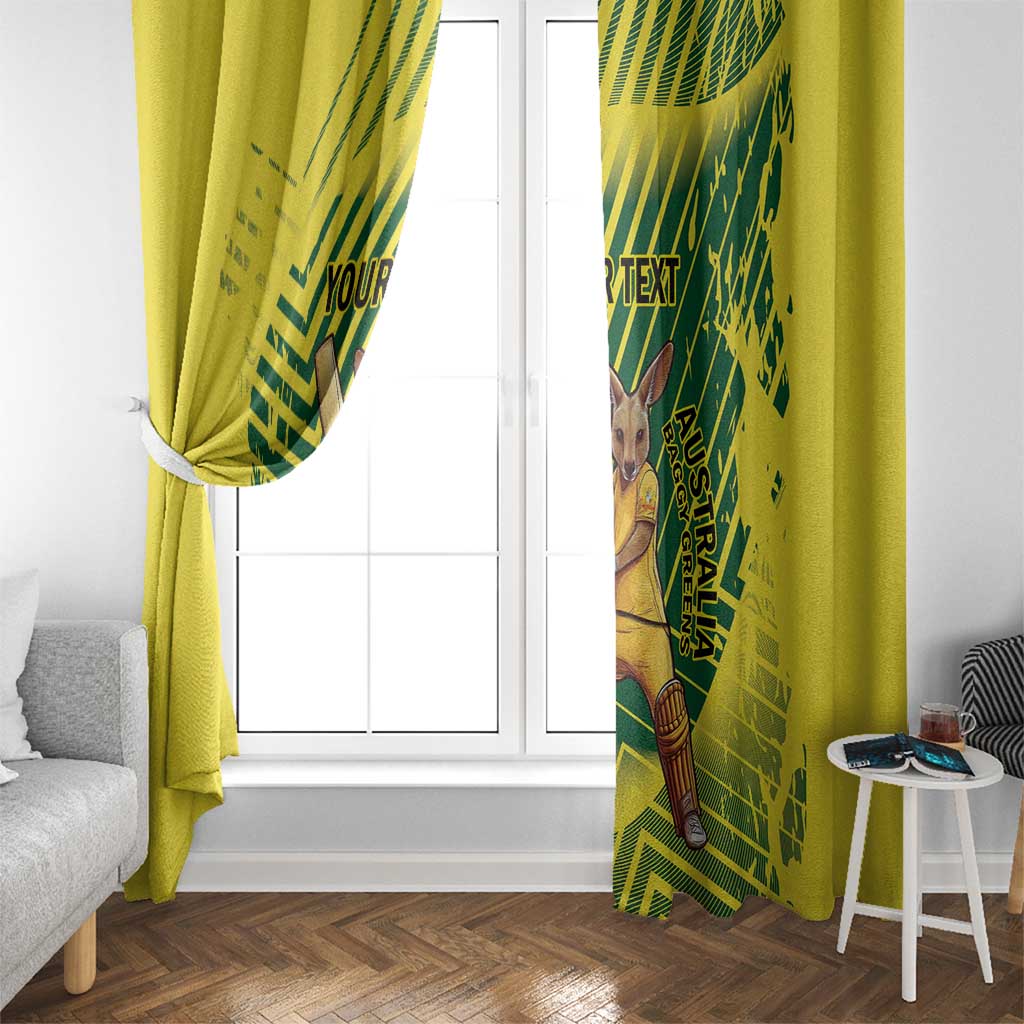 Custom Australia Cricket Window Curtain Aussie Baggy Greens - Kangaroo Mascot Style