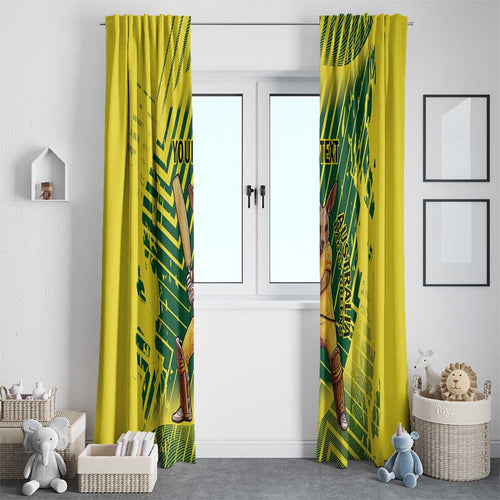 Custom Australia Cricket Window Curtain Aussie Baggy Greens - Kangaroo Mascot Style