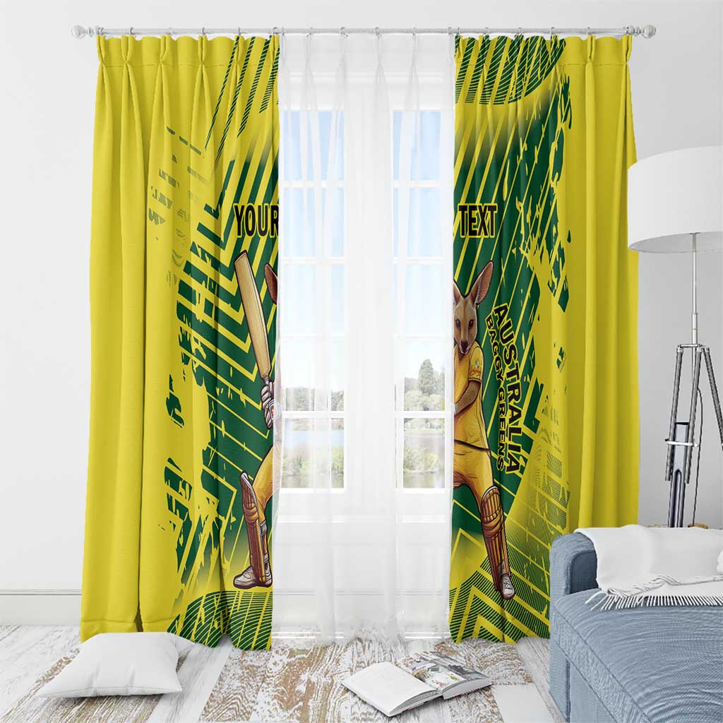 Custom Australia Cricket Window Curtain Aussie Baggy Greens - Kangaroo Mascot Style