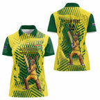 Custom Australia Cricket Women Polo Shirt Aussie Baggy Greens - Kangaroo Mascot Style