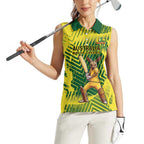 Custom Australia Cricket Women Sleeveless Polo Shirt Aussie Baggy Greens - Kangaroo Mascot Style