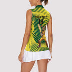 Custom Australia Cricket Women Sleeveless Polo Shirt Aussie Baggy Greens - Kangaroo Mascot Style