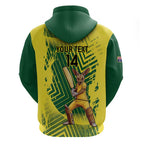 Custom Australia Cricket Zip Hoodie Aussie Baggy Greens - Kangaroo Mascot Style