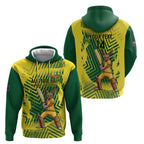 Custom Australia Cricket Zip Hoodie Aussie Baggy Greens - Kangaroo Mascot Style