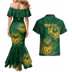 Custom South Africa Cricket Couples Matching Mermaid Dress and Hawaiian Shirt Go Champions Proteas