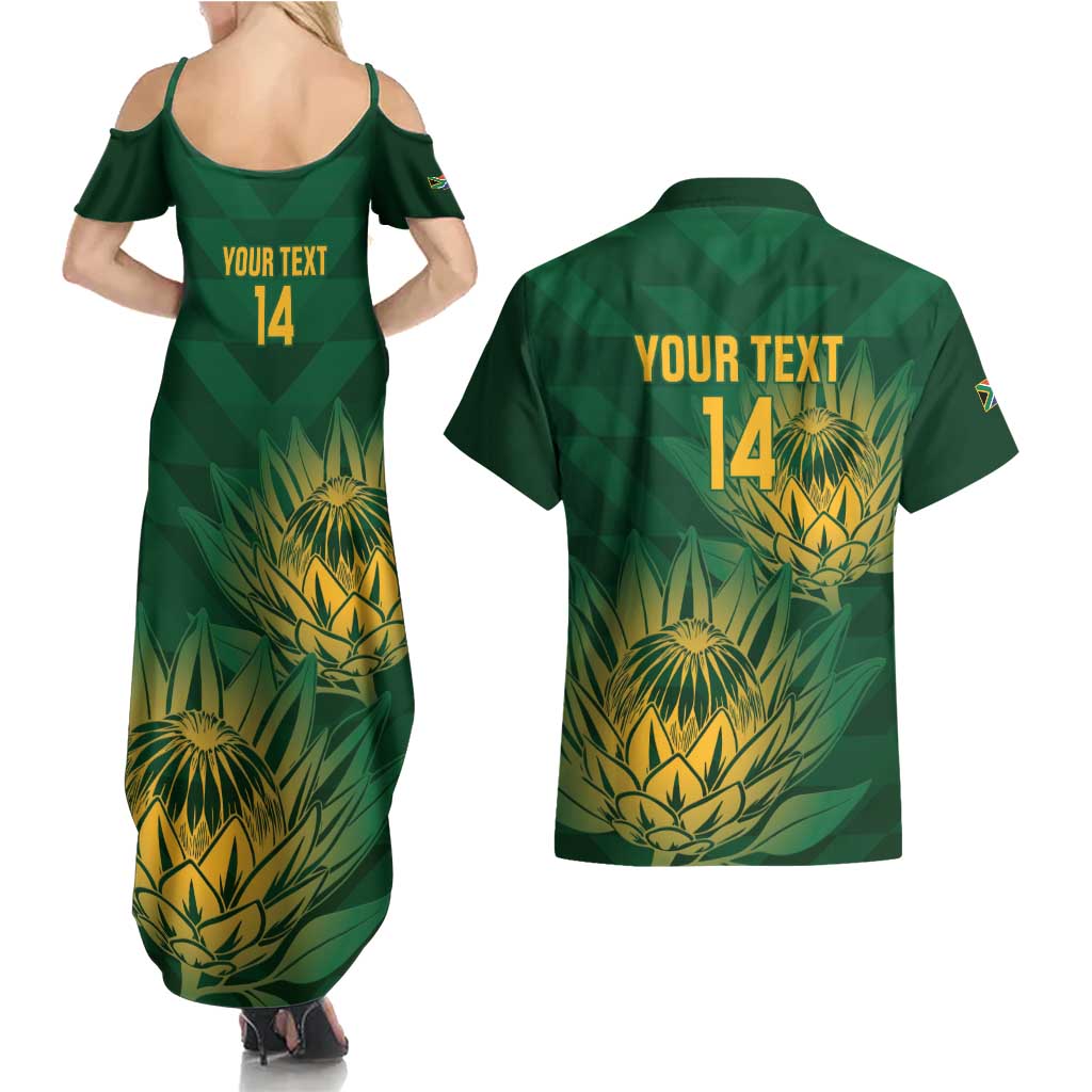 Custom South Africa Cricket Couples Matching Summer Maxi Dress and Hawaiian Shirt Go Champions Proteas