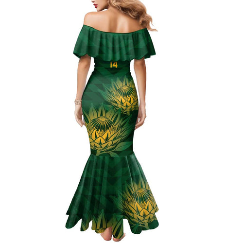 Custom South Africa Cricket Family Matching Mermaid Dress and Hawaiian Shirt Go Champions Proteas